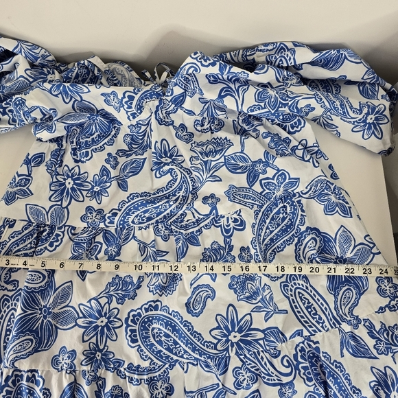Xirena Nissa Mini Dress Puff Sleeves Santorini Print Size L Euro Summer Coastal - Picture 12 of 16